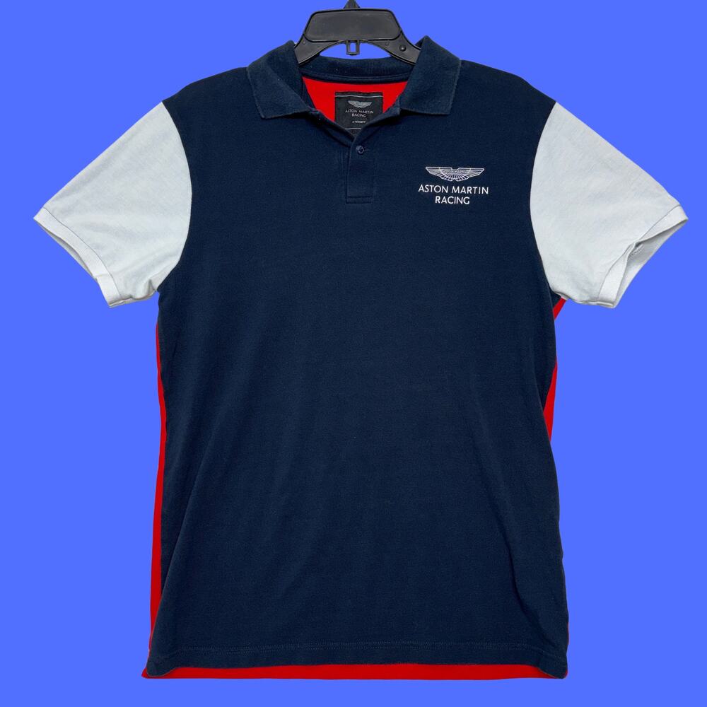 Hackett London x Aston Martin Racing Polo Shirt Mens Medium Colorblock Pique